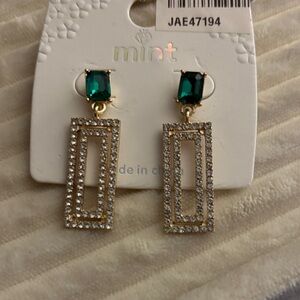 Gold-Tone Emerald & Crystal Drop Earrings